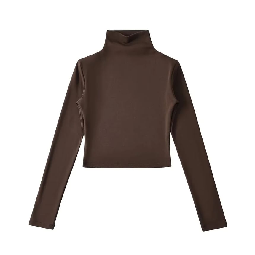 Asiris - T-shirt met lange mouwen en coltrui, effen en cropped