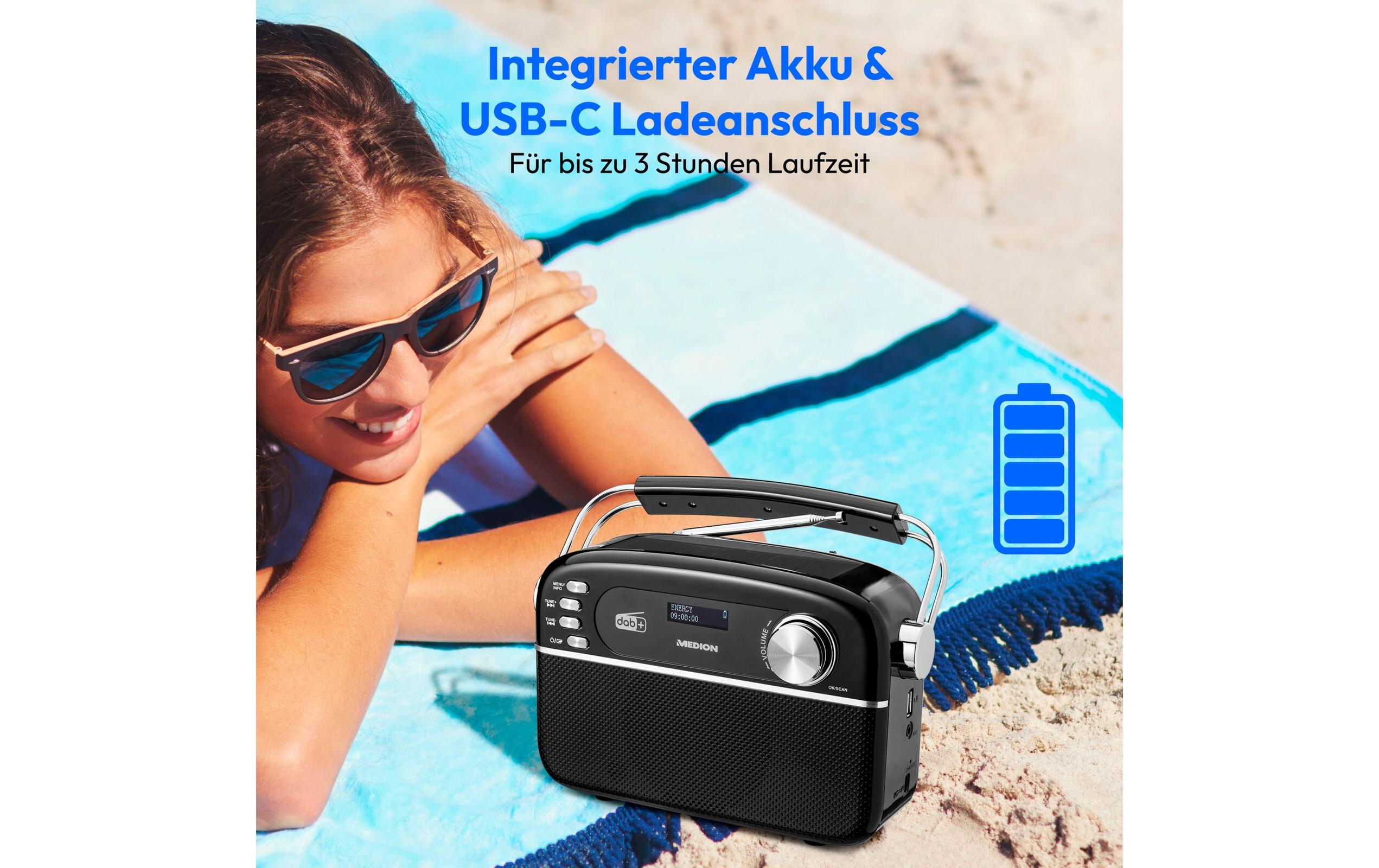 DAB+ Radio LIFE E66809 BronzeRetro-Radio mit Bluetooth und Solarpanel