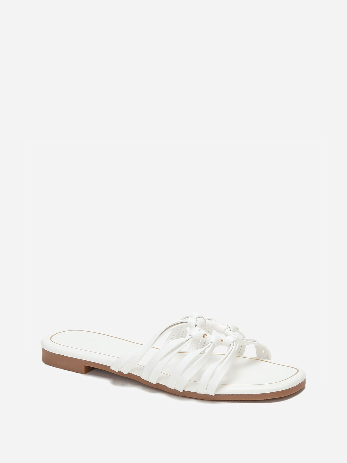 Mules à anneau dorée et fines brides- Blanc