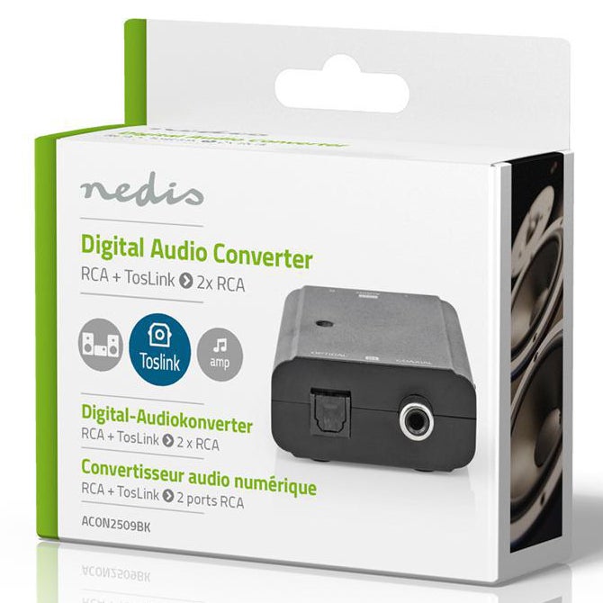 Nedis ACON2509BK audio converter Toslink + Coax naar RCA