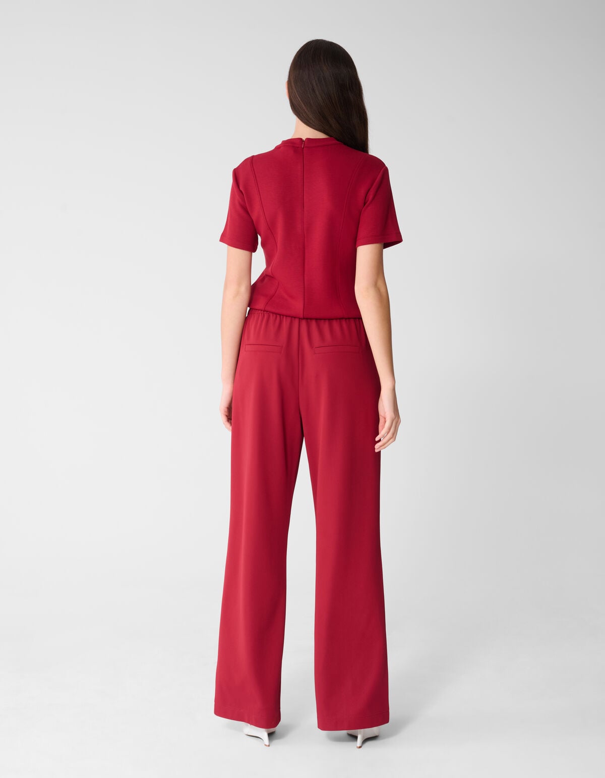 Basis Wide Leg Broek Donkerrood
