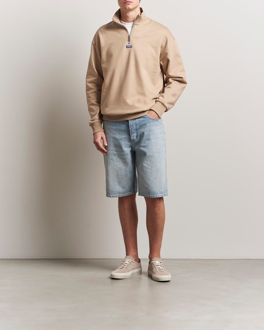 HUGO Neeler Half Zip Sweatshirt Medium Beige