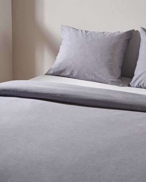 housse de couette chambray 200x200/220 gris clair