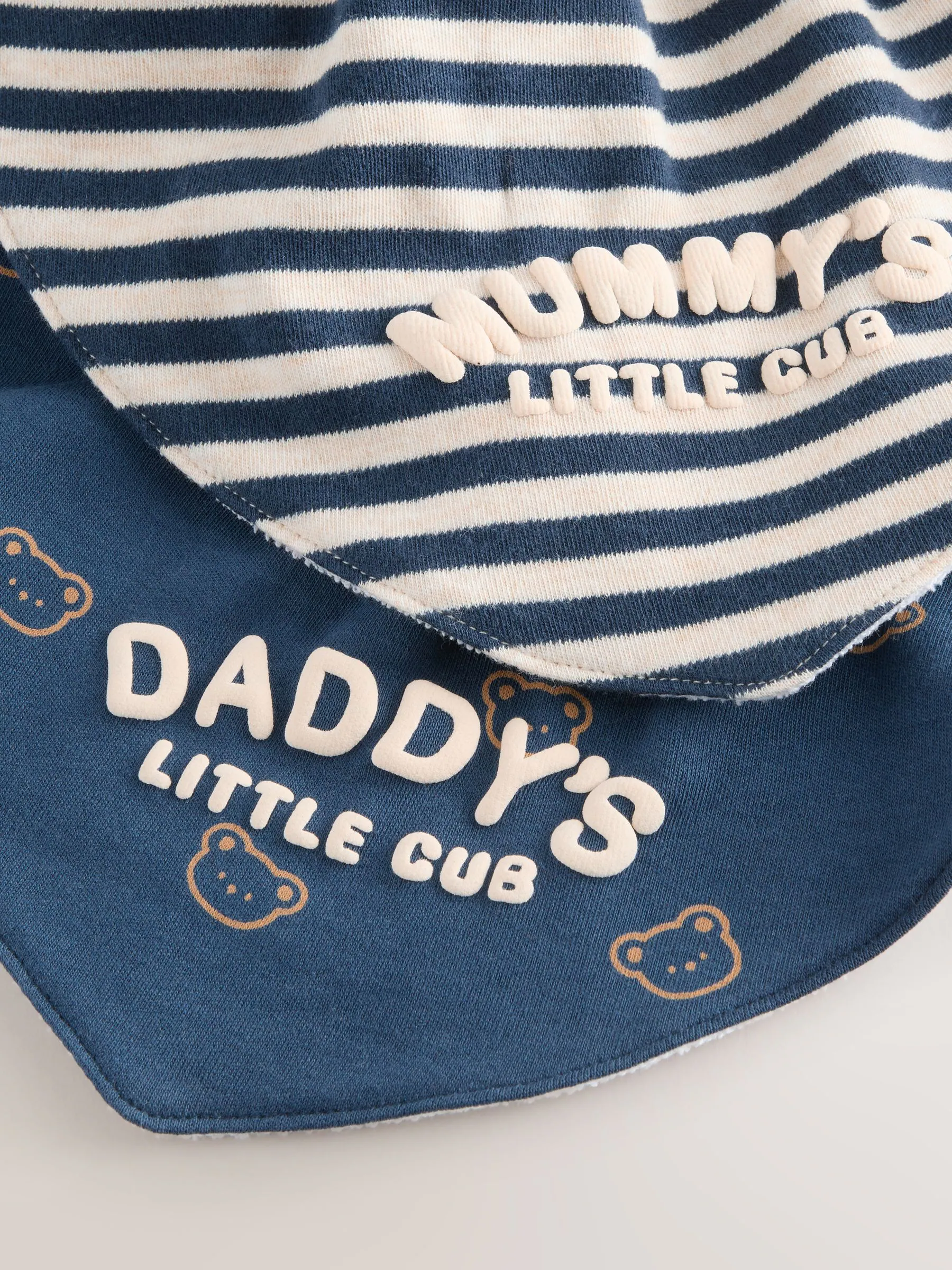 Blue Mum and Dad - Verpakking met 2 babyslabbetjes