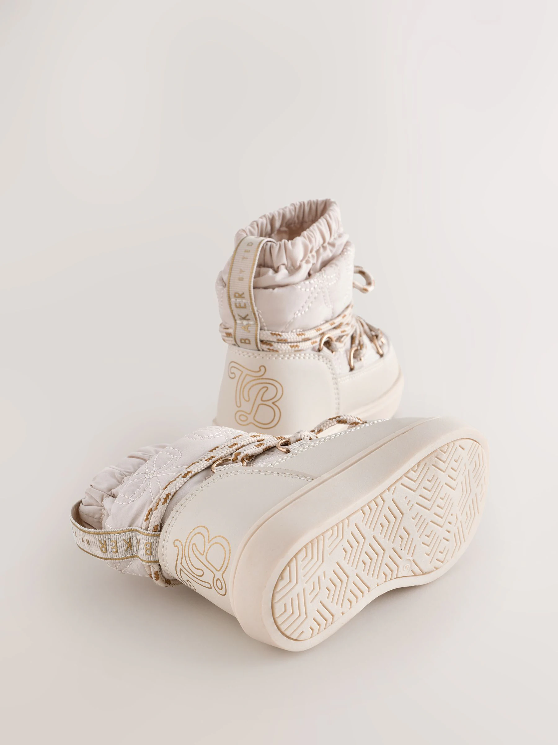 Gebroken wit - Baker by Ted Baker waterdichte doorgestikte sneeuwlaarzen met strik