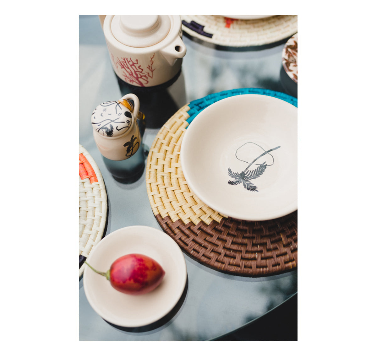 Set de table rond à quatre tons (lot de 2)