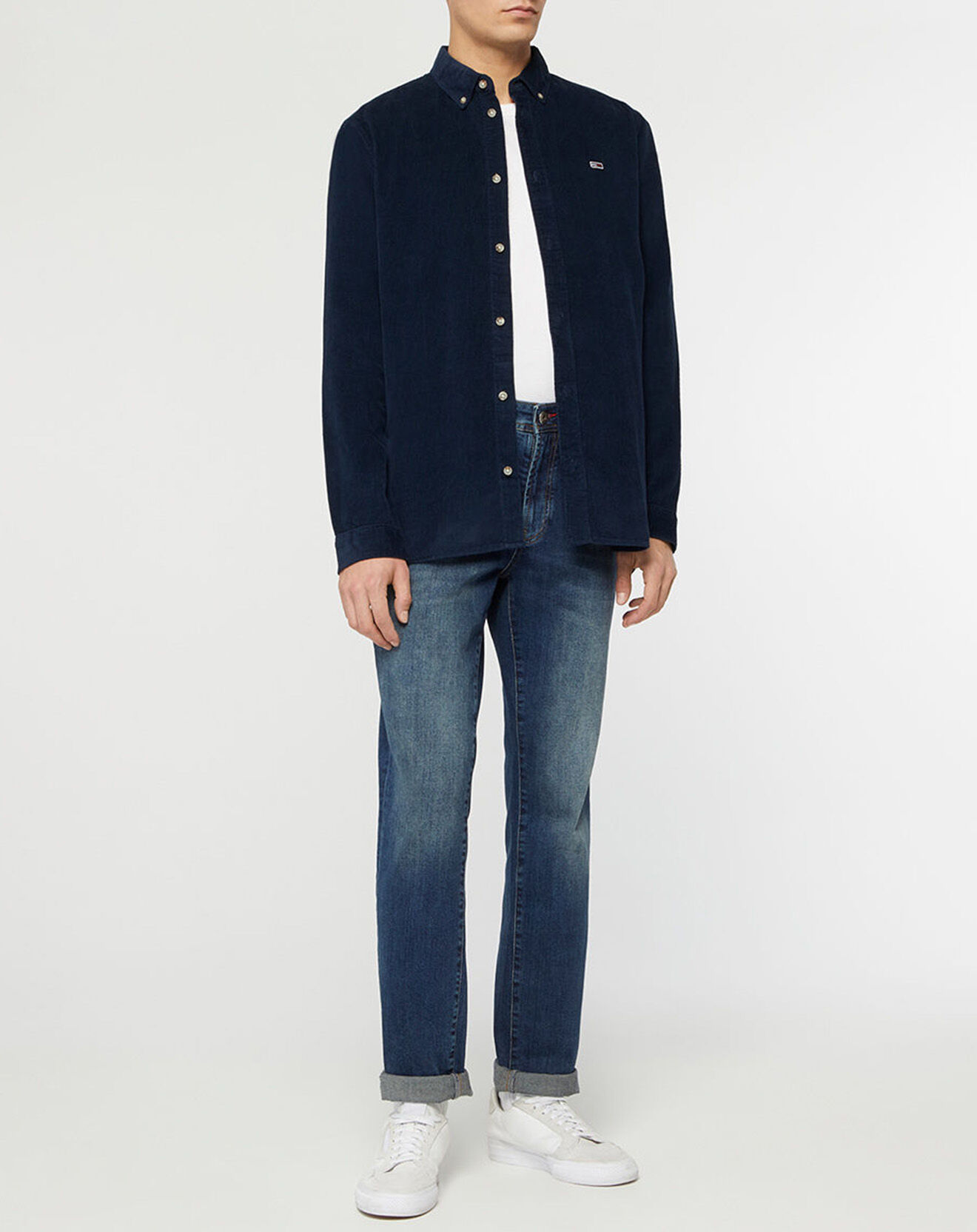 Tommy Jeans Chemise Regular en Velours côtelé Milleraies bleu marine