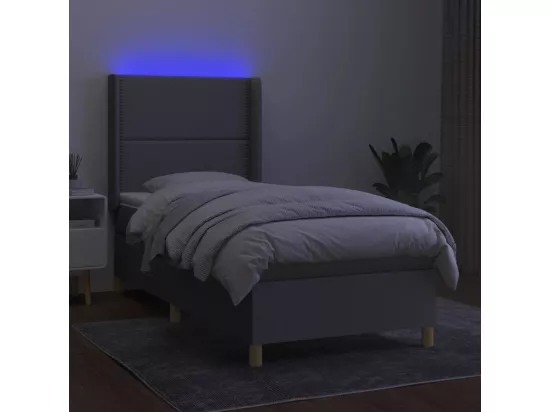 Sommier tapissier avec matelas et LED Gris clair 90x190cm Tissu