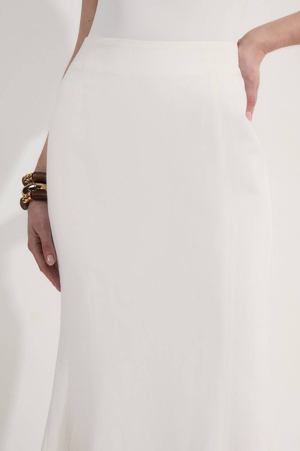 KarenMillen Jupe maxi fiftail en lin d'été Premium
