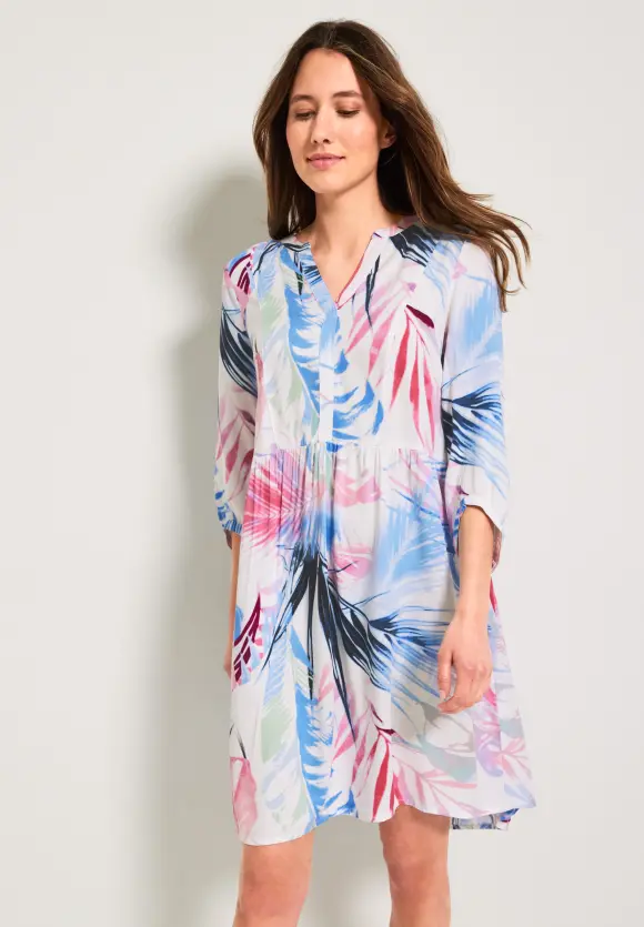 Kleid mit Blätterprint - vanilla white