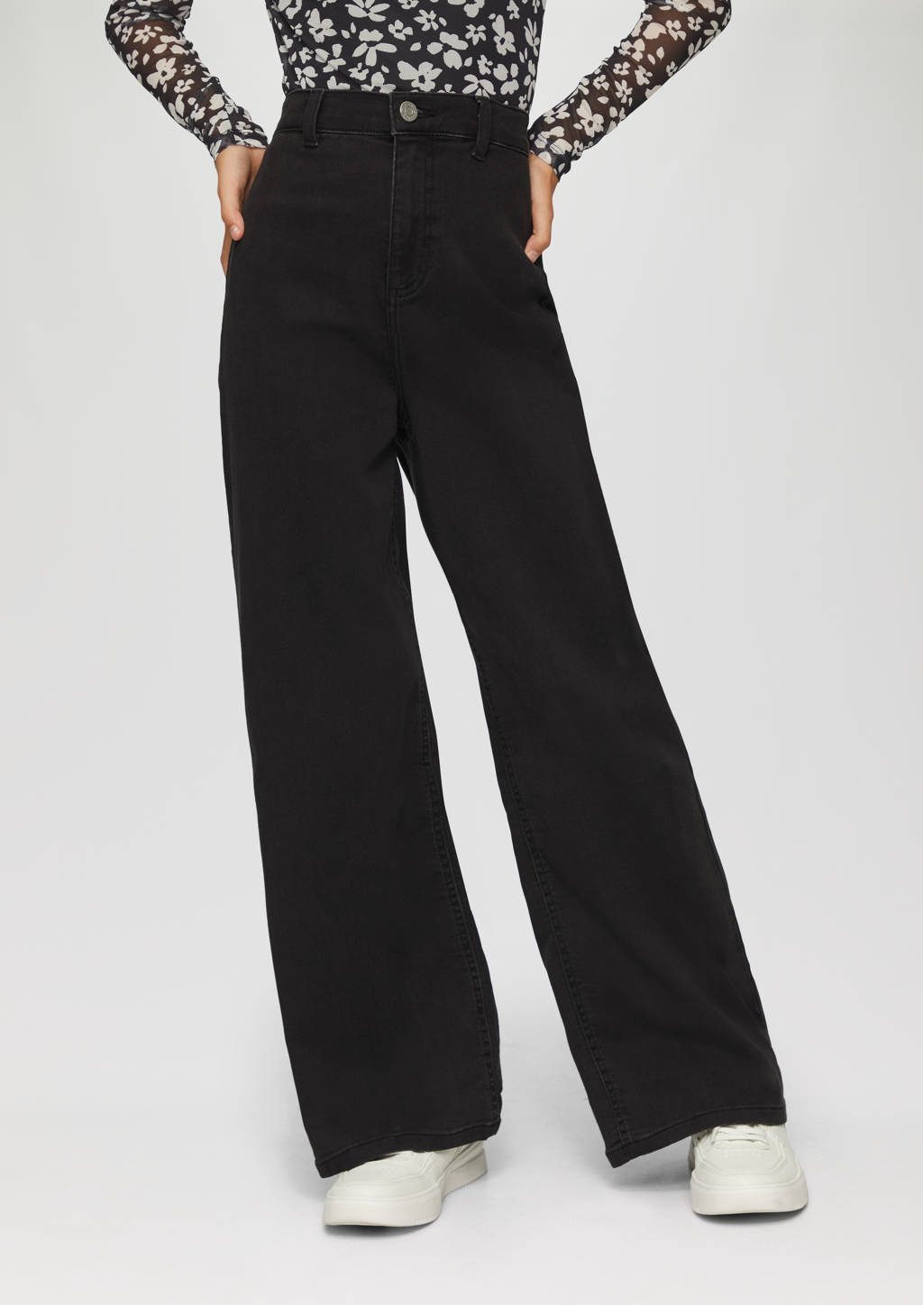 s.Oliver high waist wide leg jeans black denim SLIM