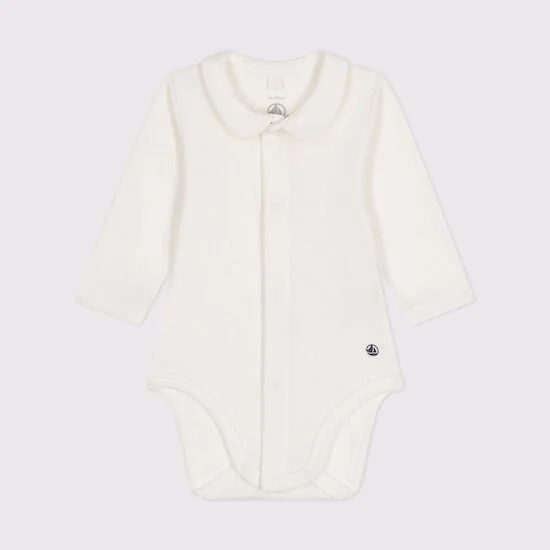 Body à manches longues col en coton   Marshmallow        de               Petit Bateau