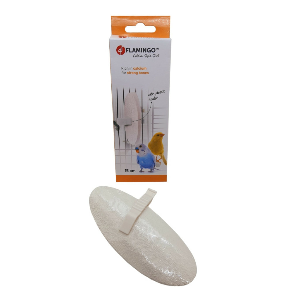 Un os de seiche blanc 15 cm avec support pour oiseaux