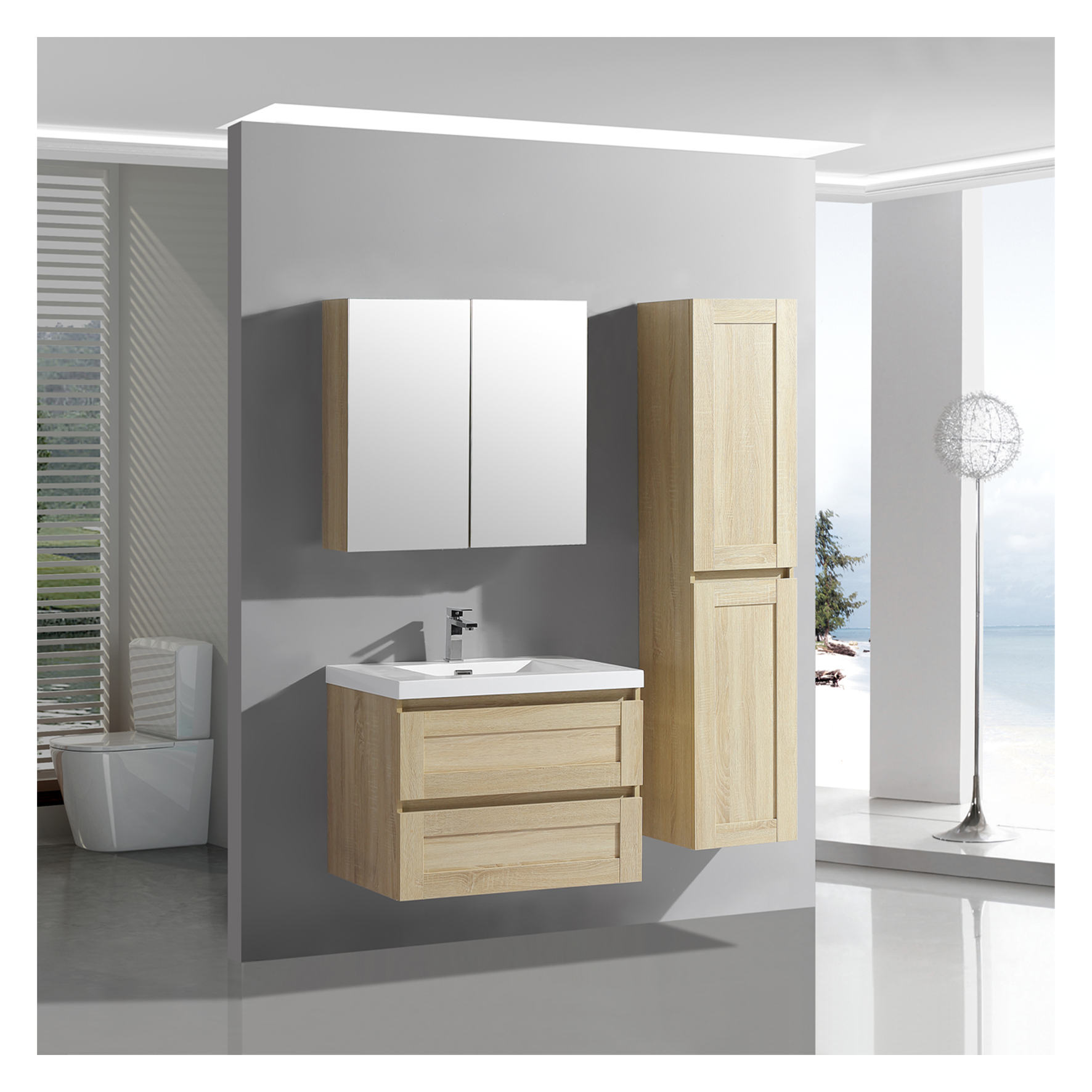 Differnz Reno hoge kast 35x32x160cm eiken