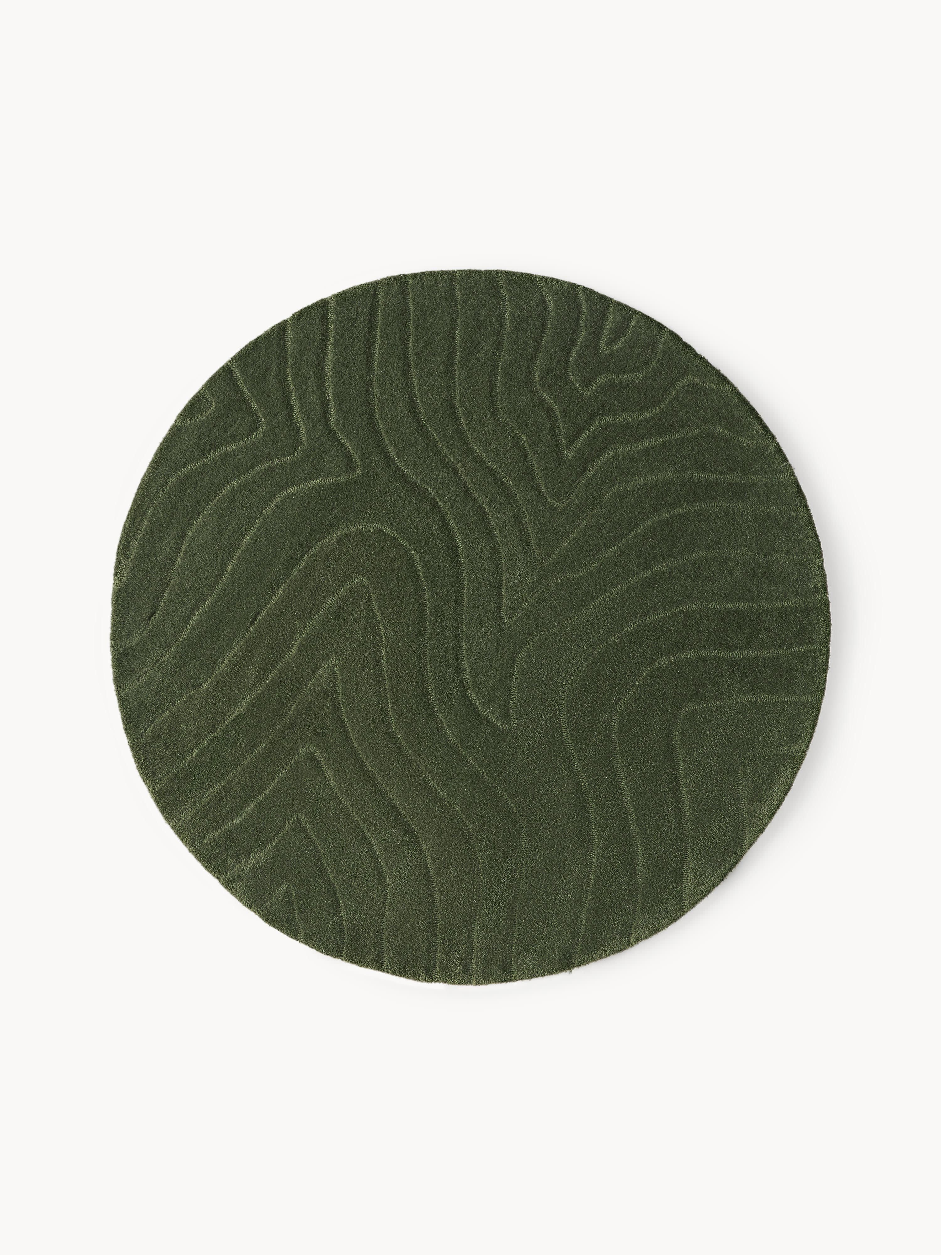 Rond wollen vloerkleed Aaron, handgetuft