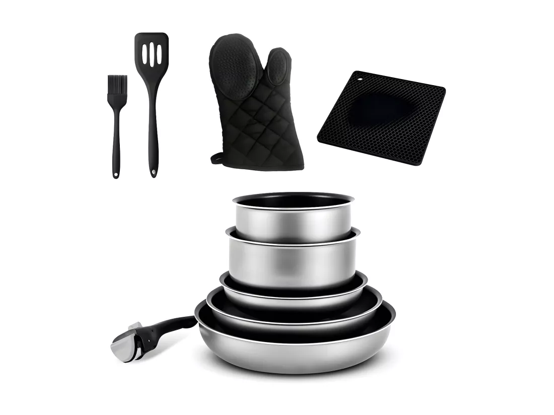 Batterie De Cuisine 10 Pcs Aluminium Anti Adhésif Tfi Titane10 Kitchencook