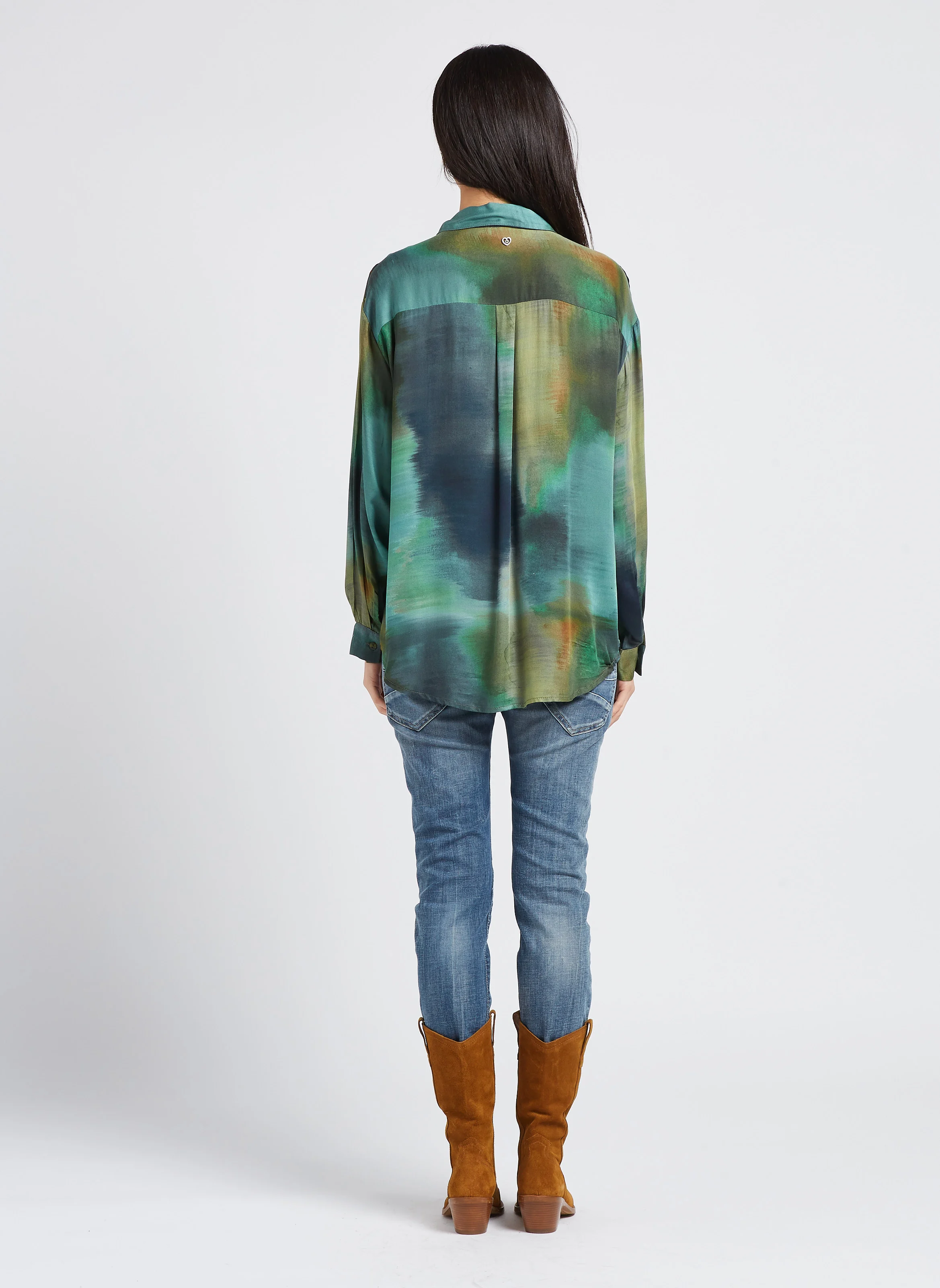 Jean mom en coton mélangé | Bleu