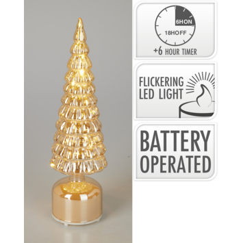 Kerstdecoratie figuur boom met warm wit LED verlichting op batterij 36 cm