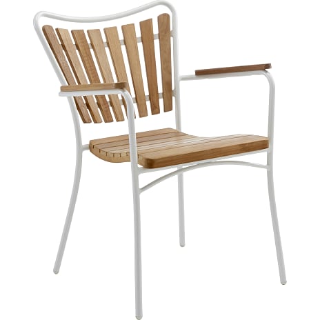 Kerteminde 180x90 teak havemøbelsæt med 6 stole - Teak/Hvid