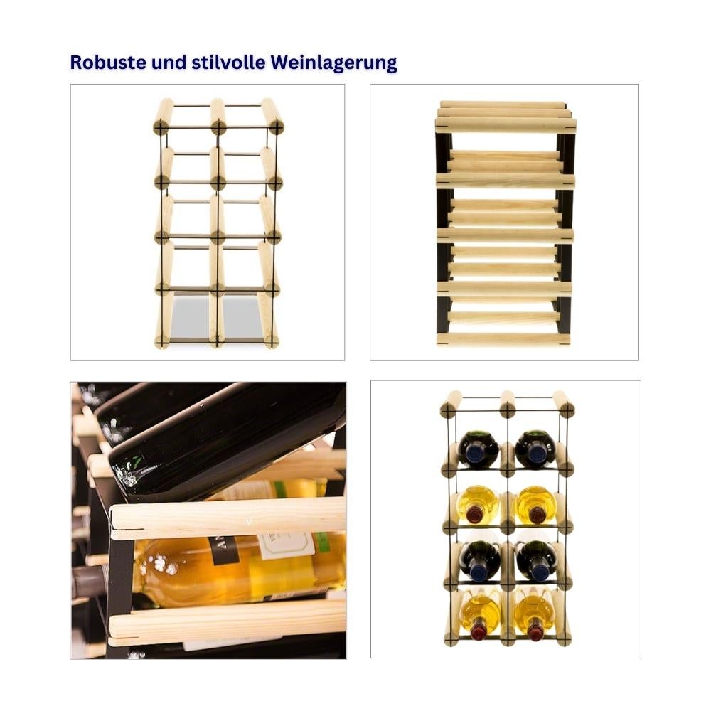 PROREGAL Modulair Wijnrek Vinotega Mod Metaal HxBxD 42,5 x 22,5 x 24,5 cm 2 x 4 Flessen Massief grenenhout Natuurlijk