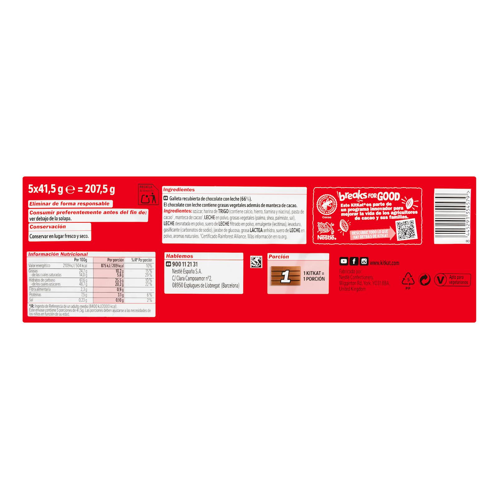 Barres de gaufrettes Kit-Kat enrobées de chocolat au lait