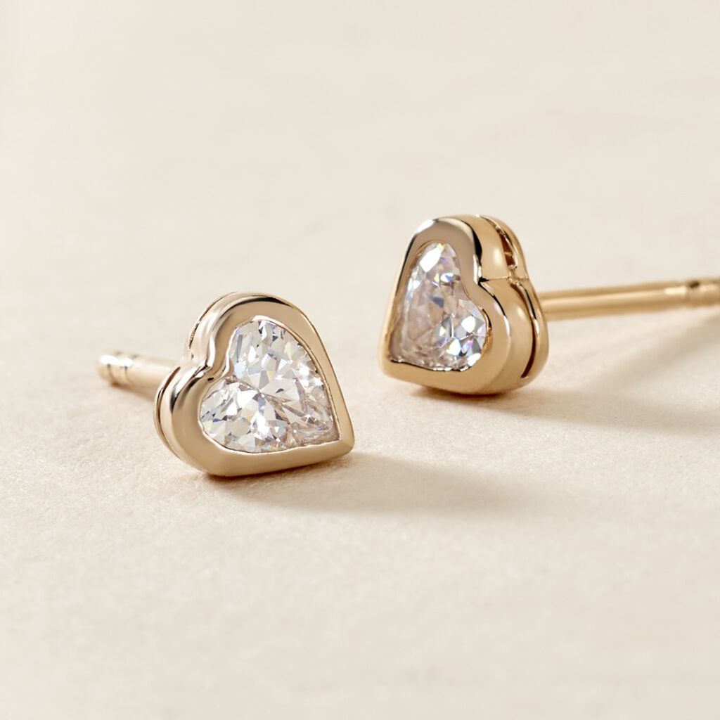 Boucles D'oreilles Puces Femie Plaqué Or Jaune Oxyde De Zirconium