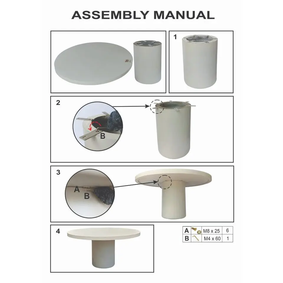 Eettafel Rond 120cm - Wit Eco Composiet - Betonlook - Eden