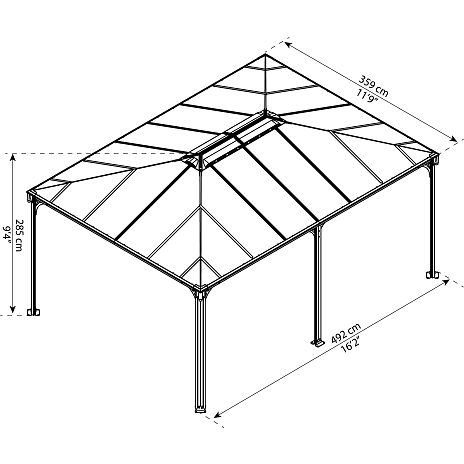 Palram - Canopia Martinique havepavillon 5000 - antracitgrå