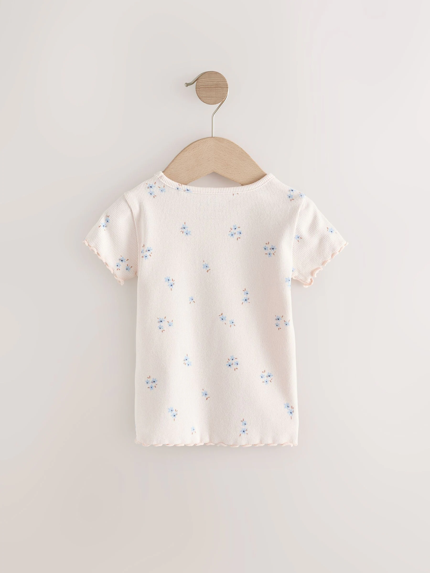 Blauw - Verpakking van 5 geribbelde tops met korte mouwen (3mnd -7jaar)