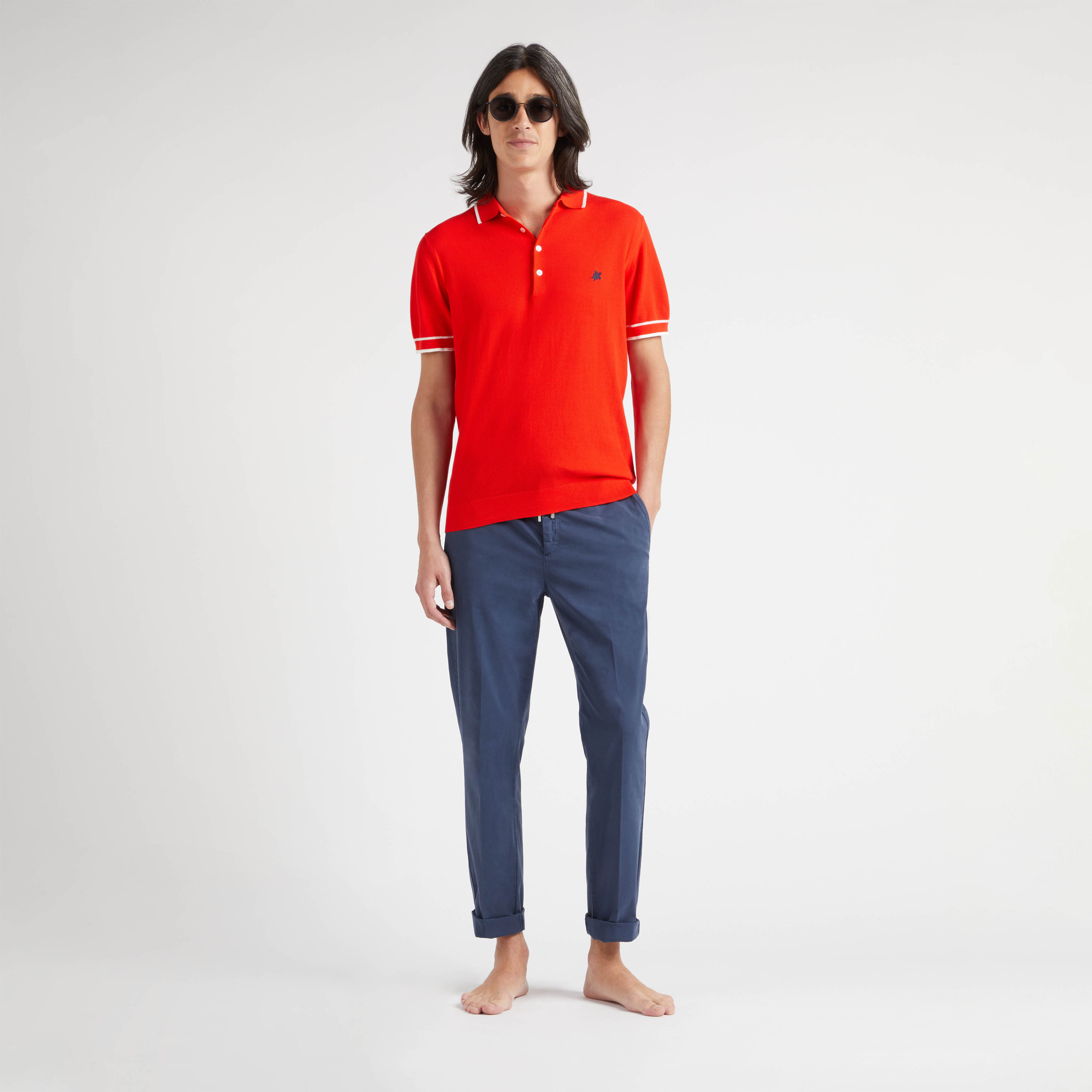 Pantalon Taille Élastique en Coton et Tencel Homme Uni