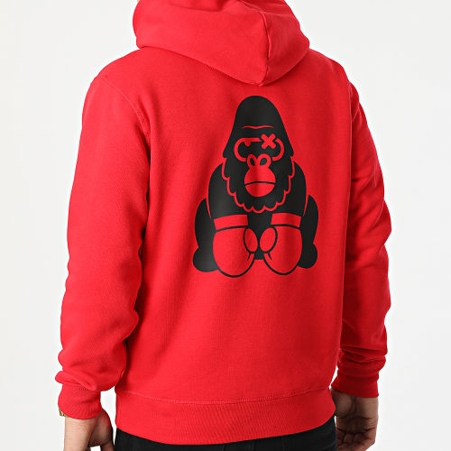 Sweat Capuche Gorille Rouge Noir