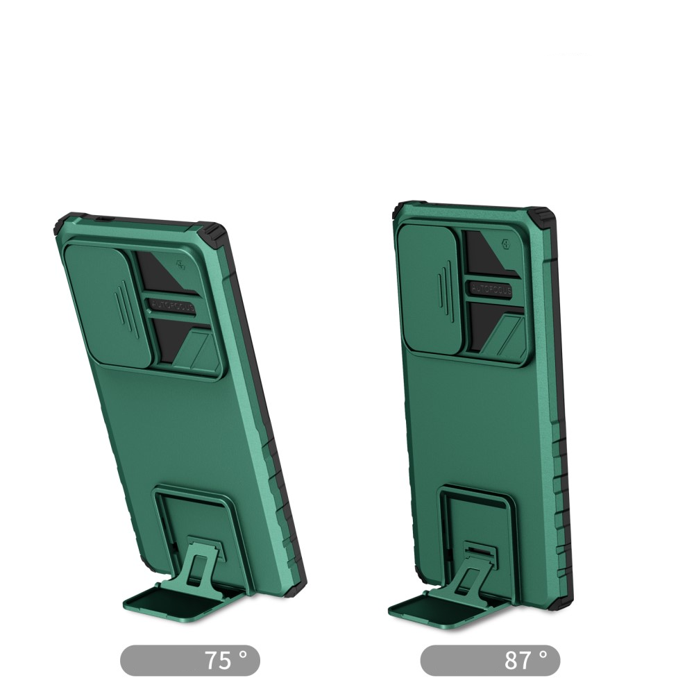 Samsung Galaxy S24 Ultra Hybrid Outdoor Hardcase Hülle mit Cam-Slider   Kickstand - Grün (Matt)