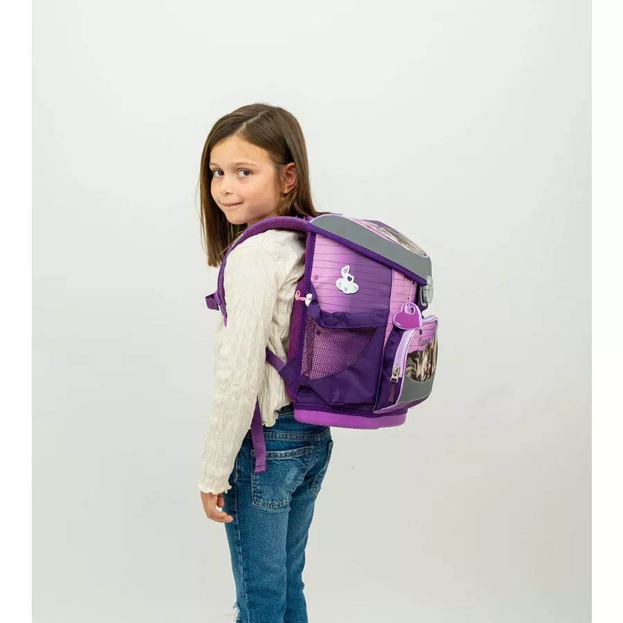 Belmil Schulranzen Mini Fit Schulranzen Set 4-teilig mit Brustgurt Little Caty
