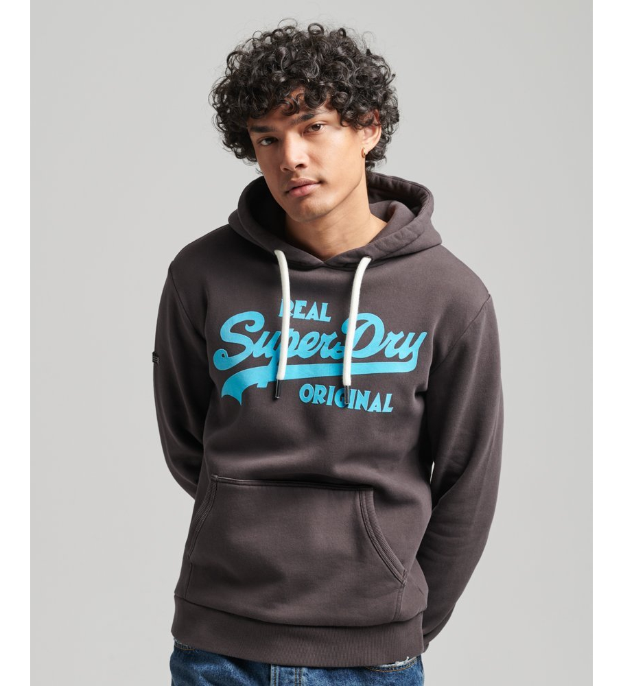 Moletom com capuz Superdry Vintage Neon Logo Cinza