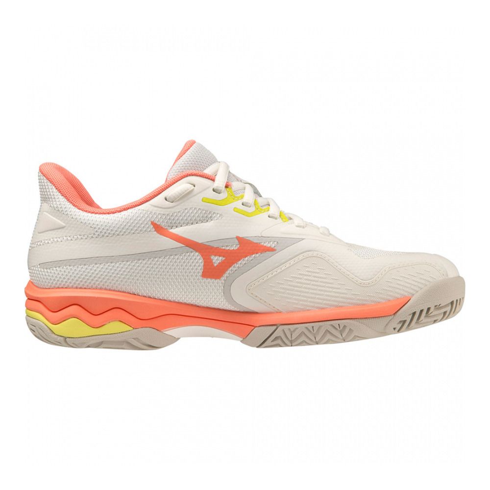 Mizuno WAVE EXCEED LIGHT AC - Chaussures tennis Femme snow white/fusion coral/s.spring