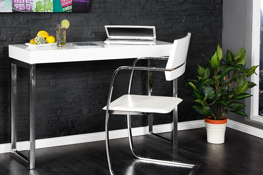 riess-ambiente Konsole WHITE DESK - 120cm weiß Hochglanz Bürotisch