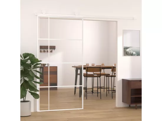 Porte coulissante Verre ESG et aluminium 102,5x205 cm Blanc