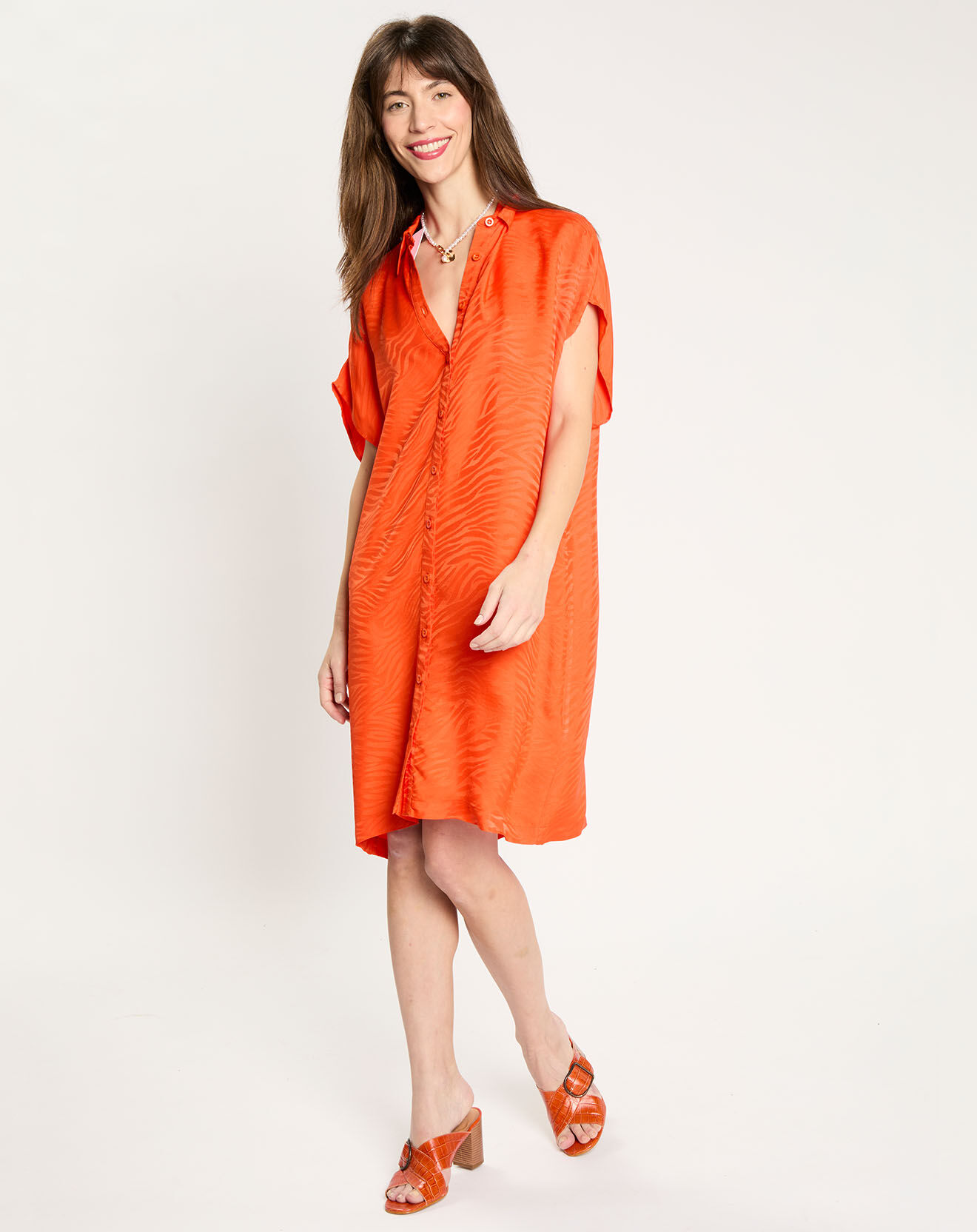 Zapa Robe Ratela motifs ton sur ton orange