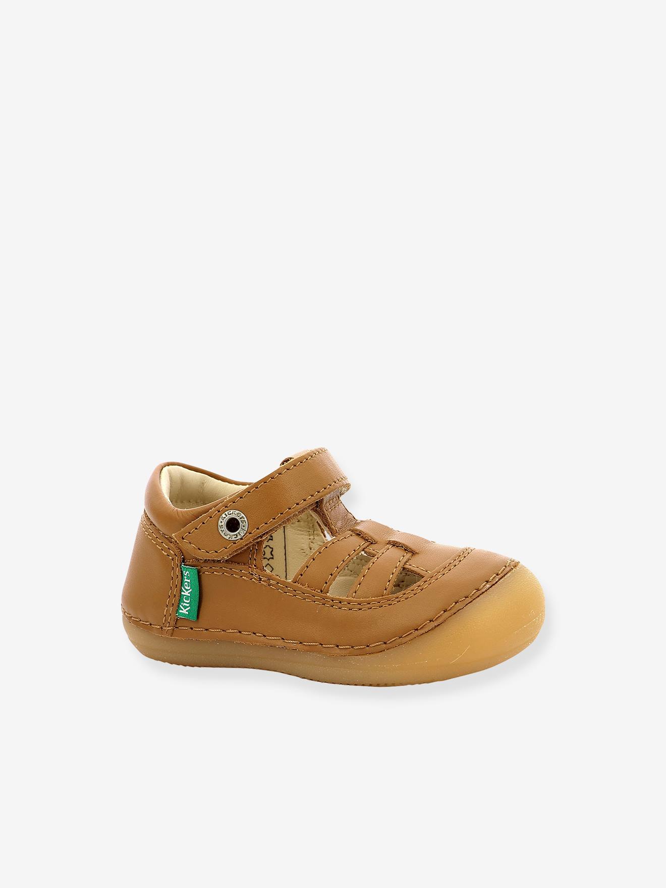 Sandálias de couro para bebê Sushy Original Softers KICKERS®, azul escuro liso