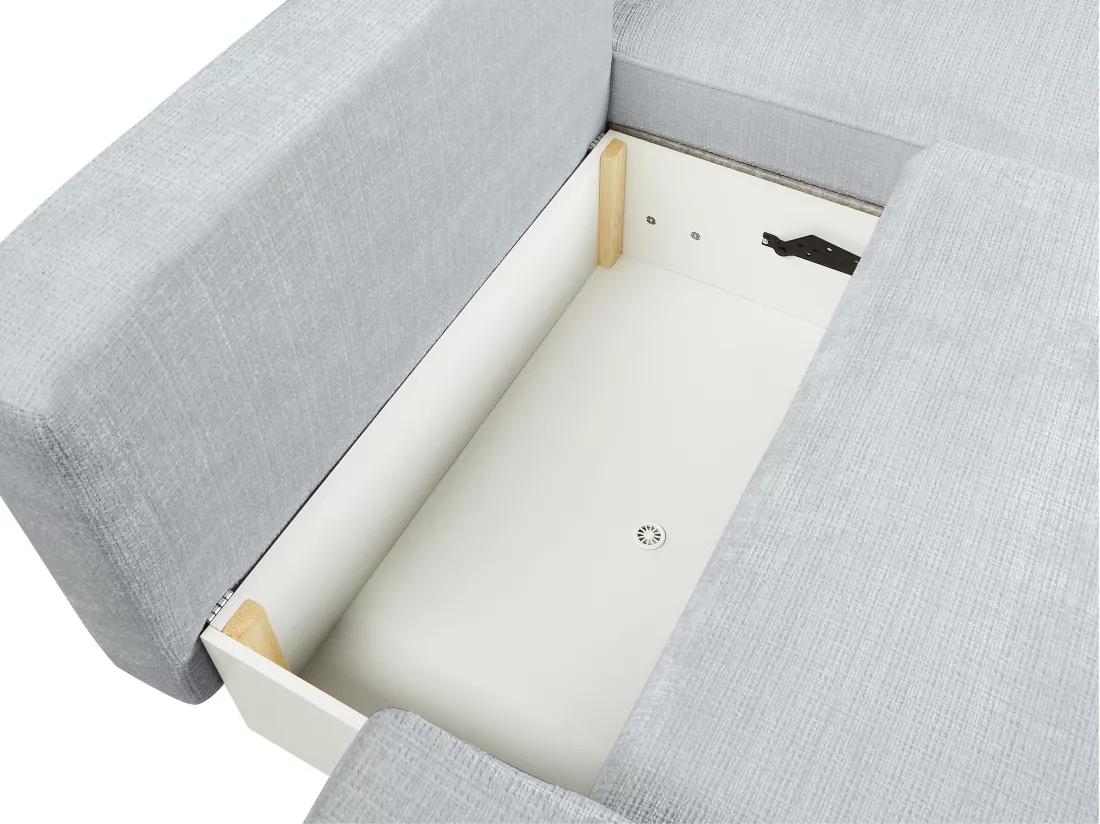 Canapé d'angle droit convertible en tissu texturé gris VESATO