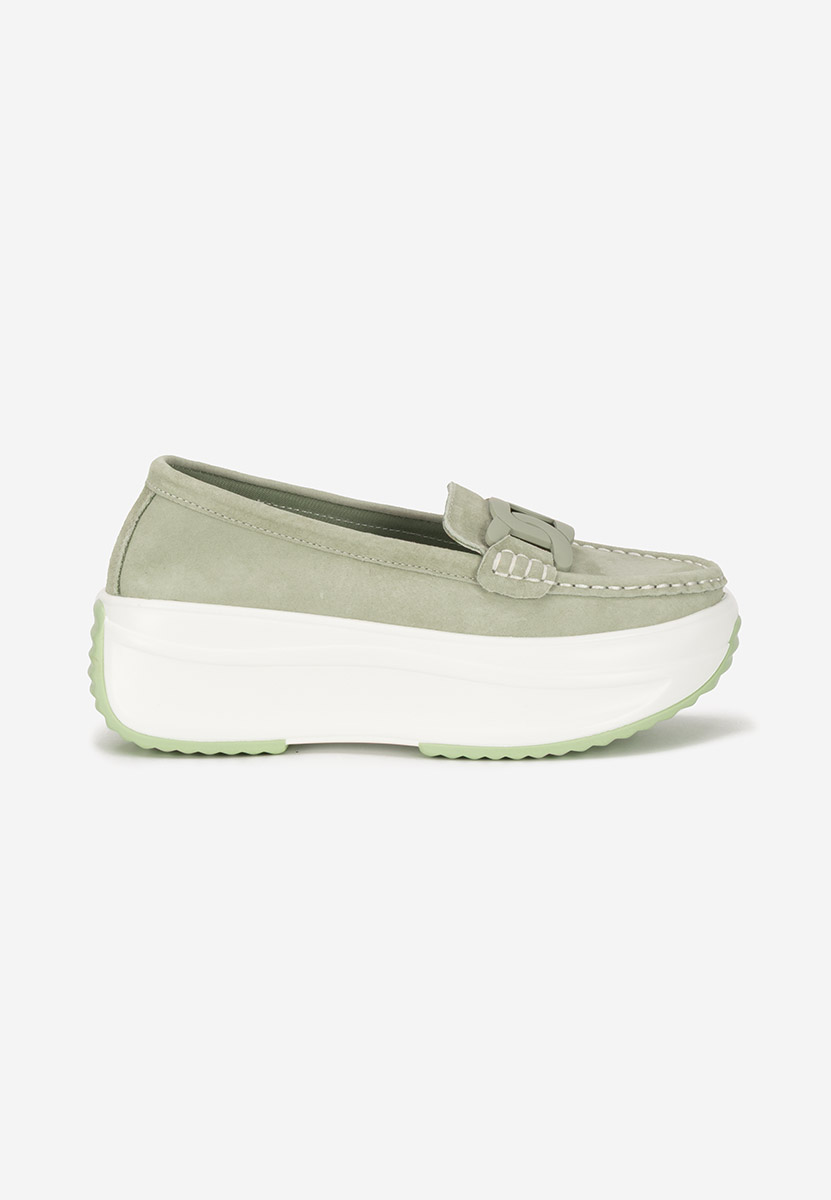 Mocassins semelle epaisse vert Mivea