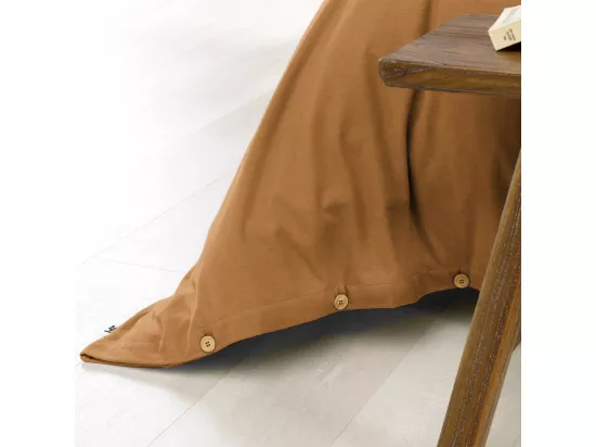 HEDDA - Housse de Couette 200x200cm Flanelle de Coton Coloris Camel