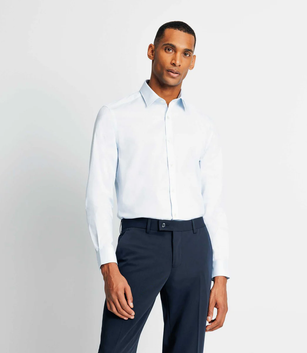 Chemise en coton stretch ciel