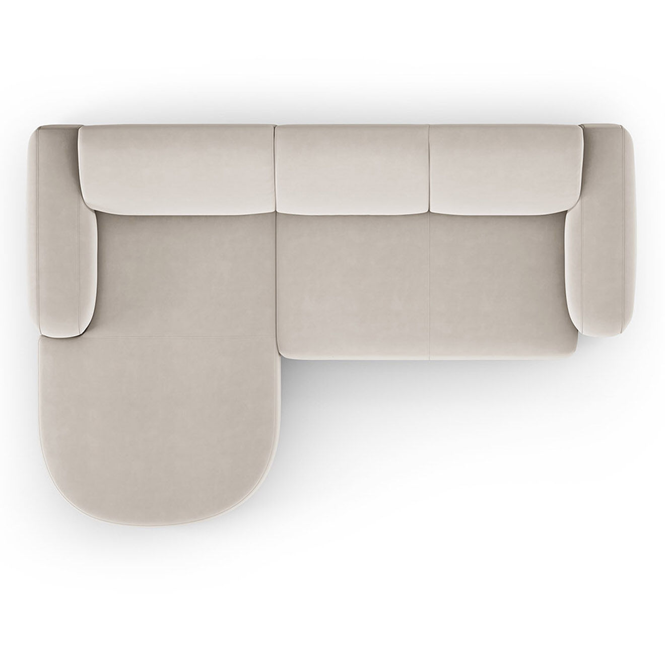 Mazzini Sofas Canapé d'angle gauche Velours Jasmin 4 Places beige - 250x170x72 cm