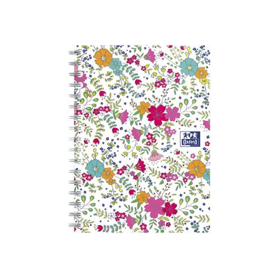 Oxford Floral - Carnet de notes à spirale - A6 - 100 pages - petits carreaux