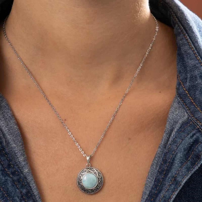 Pendentif argent massif et pierre naturelle