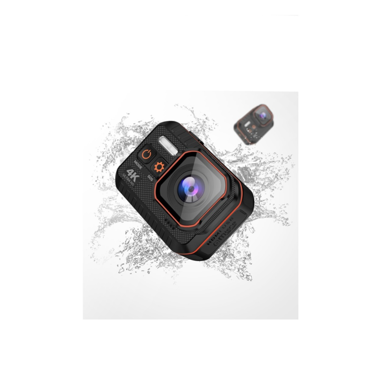 4K@60fps Ultra HD Action Cam WiFi Kamera 170° Weitwinkel 2“ IPS Display Micro SD Kartenslot und Fernauslöser   Halterungen (IP44) - Schwarz