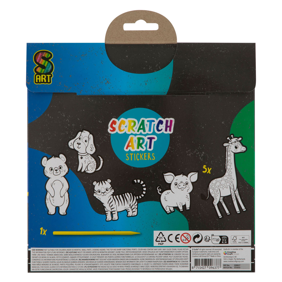 Kraskunst Stickers- Dieren, 6dlg.