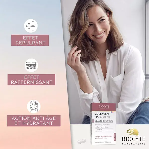 Biocyte Collagen HA 1300 mg Antienvelhecimento Antirrugas Beleza e Firmeza 80 cápsulas