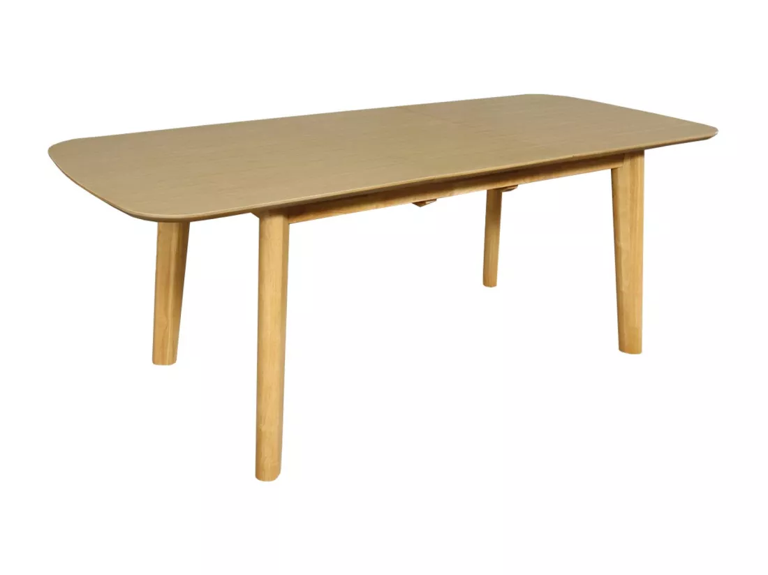 Table à manger extensible rectangulaire 160 - 210cm. placage chêne. teinte naturelle. L 160/210 x P 90 x H 76cm